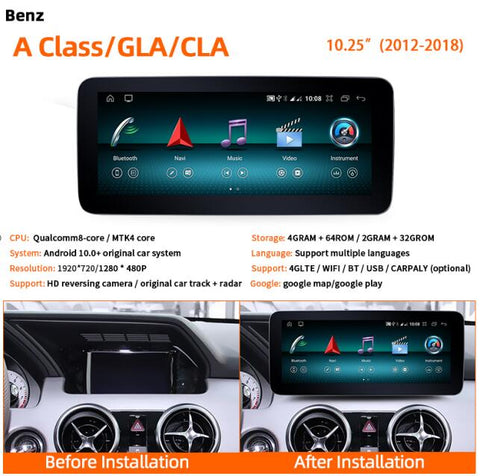 Car stereos car multimedia player for benz A class GLA CLA 2012-2018 with wireless carplay and Android auto function GPS navigation wifi 4G