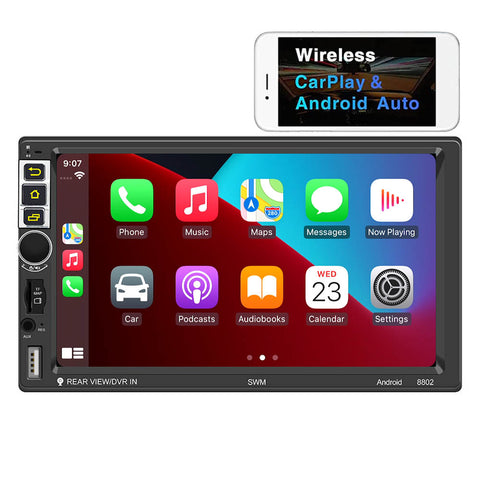 Car radio bluetooth double din autoradio with wireless carplay universal 7 inch touch screen android 10.1 wifi GPS navigation system support FM AM usb aux