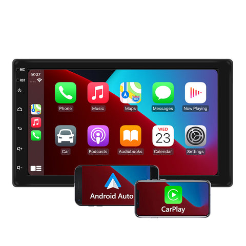head unit with apple carplay double din car stereo with apple carply and android auto android 10.1 universal 7 inch gps navigation support wifi bluetooth 5.0 usb aux camera input